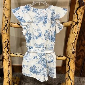 GB Girls Blue and White Floral Romper